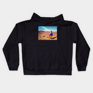 Rainbow on barren land Kids Hoodie